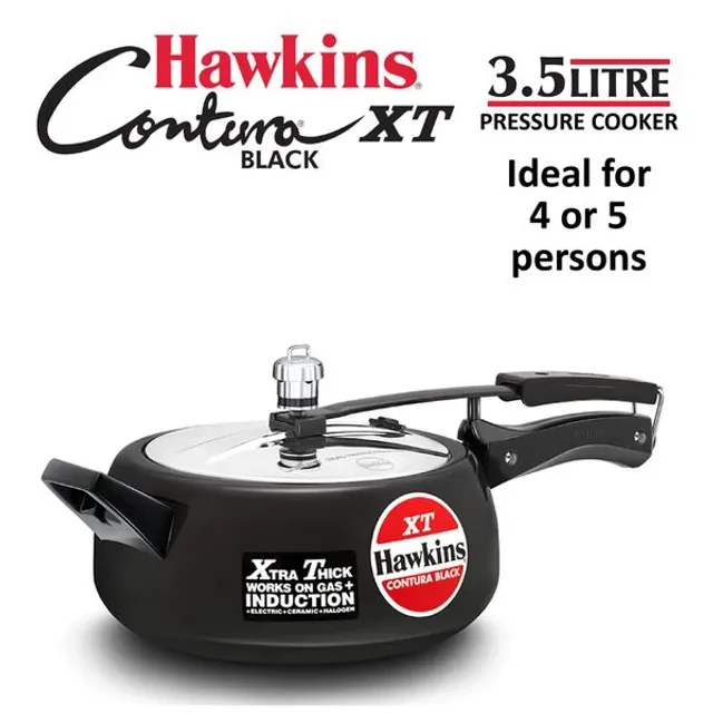 Hawkins Contura Hard Anodised Black Inner Lid Pressure Cooker - Xtra Thick & Induction Base, CXT35, 3.5 l-2.webp
